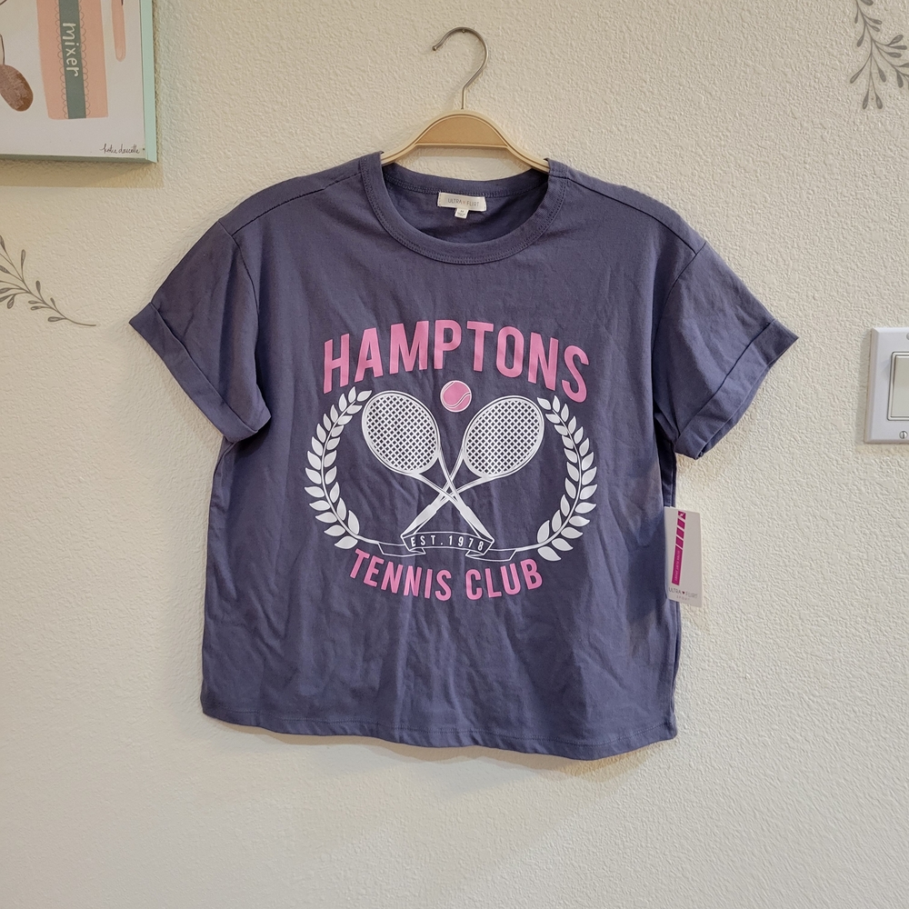 NWT Ultra Flirt  Women's Blue Tee - Hamptons Tennis Club SIZE M